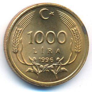 Turkey, 1000 lira, 1996