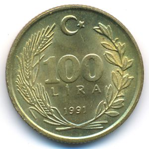 Turkey, 100 lira, 1991