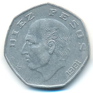 Mexico, 10 pesos, 1981