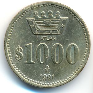 Mexico, 1000 pesos, 1991