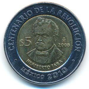 Mexico, 5 pesos, 2008
