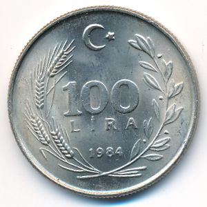 Turkey, 100 lira, 1984