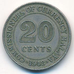 Малайя, 20 центов (1948 г.)
