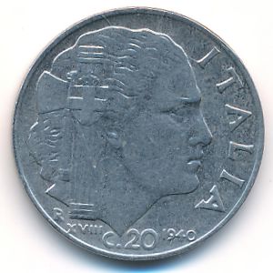 Италия, 20 чентезимо (1940 г.)