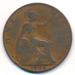 Великобритания, 1 пенни (1906 г.)