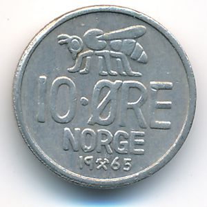 Norway, 10 ore, 1965