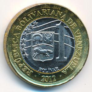 Venezuela, 1 bolivar, 2012