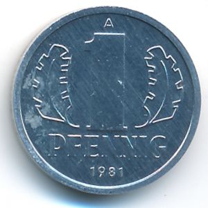 German Democratic Republic, 1 pfennig, 1981