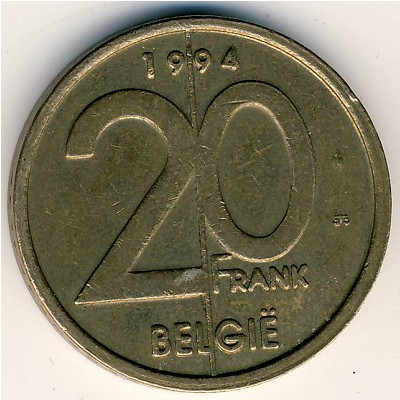 Бельгия, 20 франков (1994–2001 г.)