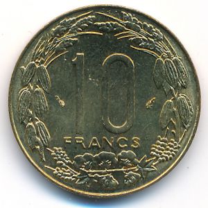 Central African Republic, 10 francs, 1983
