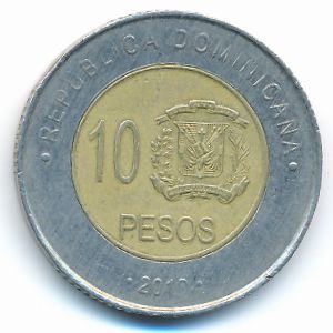 Dominican Republic, 10 pesos, 2010
