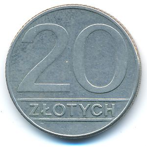 Poland, 20 zlotych, 1989