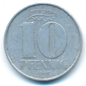 ГДР, 10 пфеннигов (1968 г.)