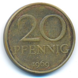 German Democratic Republic, 20 pfennig, 1969
