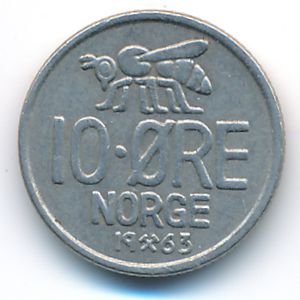 Norway, 10 ore, 1963