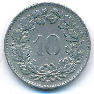 Switzerland, 10 rappen, 1962