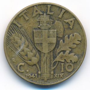Italy, 10 centesimi, 1941