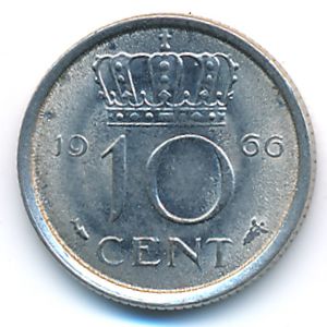 Нидерланды, 10 центов (1966 г.)