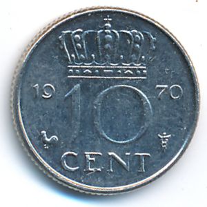 Netherlands, 10 cents, 1970