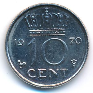 Netherlands, 10 cents, 1970
