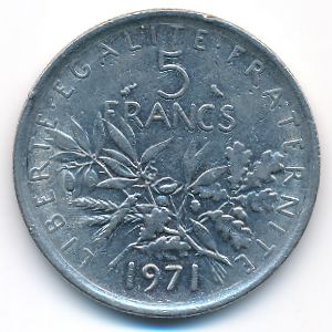 France, 5 francs, 1971