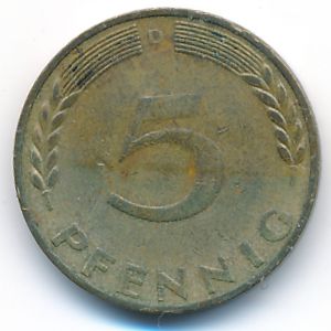 ФРГ, 5 пфеннигов (1971 г.)
