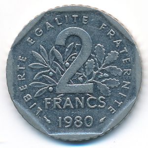 Франция, 2 франка (1980 г.)