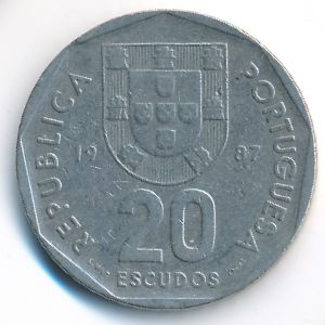 Portugal, 20 escudos, 1987