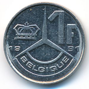 Belgium, 1 franc, 1991
