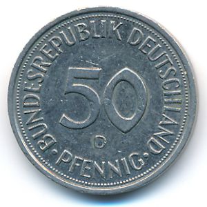 West Germany, 50 pfennig, 1990