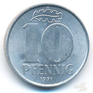 ГДР, 10 пфеннигов (1971 г.)