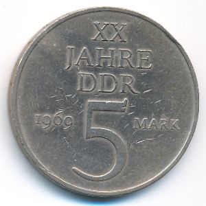 German Democratic Republic, 5 mark, 1969