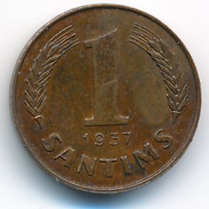 Latvia, 1 santims, 1937