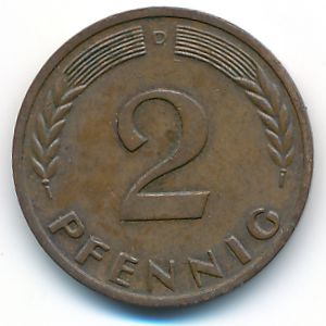 ФРГ, 2 пфеннига (1963 г.)
