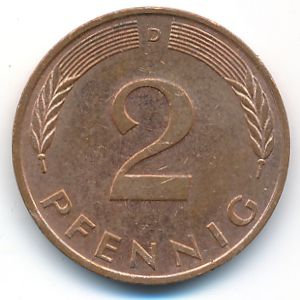 ФРГ, 2 пфеннига (1988 г.)