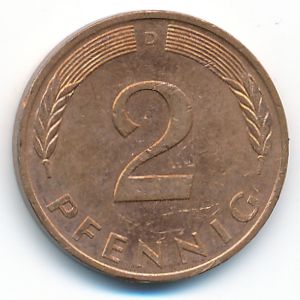 ФРГ, 2 пфеннига (1989 г.)