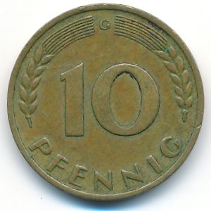ФРГ, 10 пфеннигов (1966 г.)