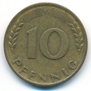 ФРГ, 10 пфеннигов (1968 г.)