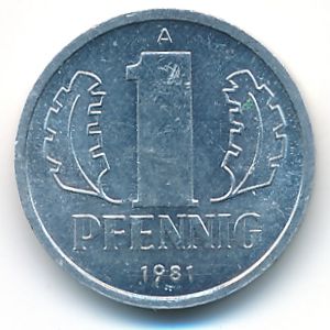 German Democratic Republic, 1 pfennig, 1981