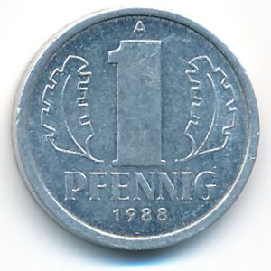 German Democratic Republic, 1 pfennig, 1988