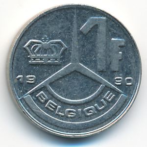 Belgium, 1 franc, 1990