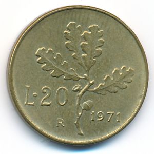 Италия, 20 лир (1971 г.)
