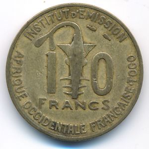 Французская Западная Африка, 10 франков (1957 г.)