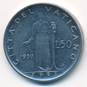 Vatican City, 50 lire, 1959