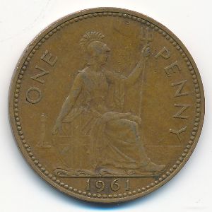 Великобритания, 1 пенни (1961 г.)
