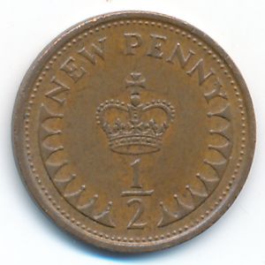 Великобритания, 1/2 нового пенни (1974 г.)