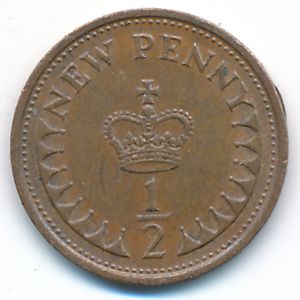 Великобритания, 1/2 нового пенни (1975 г.)
