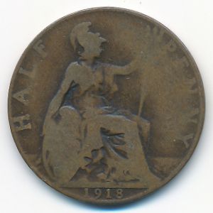 Великобритания, 1/2 пенни (1918 г.)