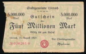 Лёррах., 5000000 марок (1923 г.)
