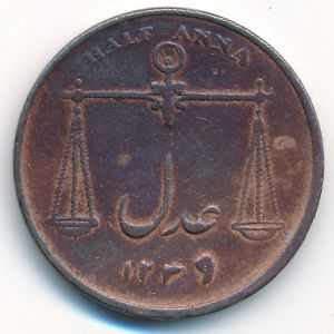 Бомбей, 1/2 анны (1834 г.)